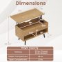 Natural 31.5 Inch Lift-Top Coffee Table with Hidden Storage and 2 Open Shelves - Image 4