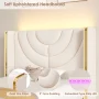 Homfa Queen Size LED Bed Frame with Storage, Wingback Platform Bed with Velvet Upholstered Headboard, Off-White - Image 5