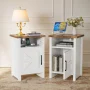 Devoko Nightstand Set of 2 Farmhouse Nightstand with Storage Shelves Bedside Tables End Table for Bedroom Modern Wood Side Table Living Room,White - Image 2