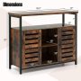Buffet Cabinet Industrial Sideboard Storage Cabinet with Slatted Door and 3 Adjustable Shelves - Image 4