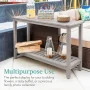 Best Choice Products 48in 2-Shelf Indoor Outdoor Wooden Console Table Multifunctional Buffet Bar Storage - Gray - Image 4
