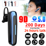 Bluetooth 5.0 Earpiece Driving Trucker Wireless Headset Earbuds Noise Cancelling - Black With Red - Image 1
