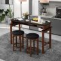 3-Piece Home Bar Set with 2 Upholstered Bar Stools, Outlets and USB Ports - Image 5