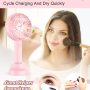 Gasince Handheld Fan Mini Fan,Small Personal Portable Fan, USB Desk Fan,Rechargeable Eyelash Fan for Makeup,8-13hours Operated Small Makeup Eyelash Fan for Women Girls Outdoor and Indoor (Pink) - Image 6