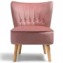 Costway Armless Accent Chair Tufted Velvet Leisure Chair Single Sofa Upholstered Blue - Image 5