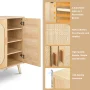 Ktaxon 4 Tiers  Shoe Storage  Cabinet for  Hallway, 2-Door 16 Pairs Rattan Shoe Rack Organizer w/ Adjustable Shelves, Natural - Image 6
