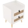 Modern End Table Bedside Table with 2 Rattan Decorated Drawers - Image 3
