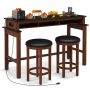3-Piece Home Bar Set with 2 Upholstered Bar Stools, Outlets and USB Ports - Image 3