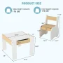 OLAKIDS 3 in 1 Kids Table and Chair Set, Wood Multi Activity Table with Removable Tabletop, Detachable Blackboard for Toddler Playing Drawing Arts Crafts,3 PCS Children Furniture with Storage (White) - Image 3