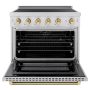 ZLINE - 36 in. Wide 5 Elements Autograph 5.2 cu. ft. Paramount Freestanding Induction Range with Polished Gold Helix Handle - Stainless Steel - Image 2