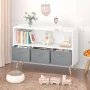 Kids Bookcase with Collapsible Fabric Drawers,Toy Storage Cubby,Children's Book Display,Toy Storage Cabinet Organizer,White/Gray - Image 2
