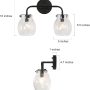 KSANA Black Bathroom Light Fixtures, 2 Light Matte Black Vanity Lights for Bathroom with Seeded Glass Globe, 14" Modern Farmhouse Bathroom Lights Over Mirror - Image 4