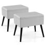 Gray Velvet Storage Ottoman with Solid Wood Legs for Living Room Bedroom - Image 3