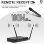 Debra Audio Pro UHF 4 Channel Wireless Microphone System with Cordless Handheld Lavalier Headset Mics, Metal Receiver, Ideal for Karaoke Church Party(with 4 Handheld (B)) - Image 2