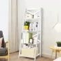 Costway Set of 2 Ladder Shelf 4-Tier Bookshelf Bookcase Storage Display Plant Leaning - Image 6