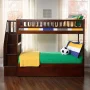 Woodland Staircase Bunk Bed Twin over Twin with Twin Size Urban Trundle Bed in Walnut - Image 2