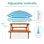 Best Choice Products Outdoor Wooden Kids Picnic Table with Umbrella, Activity Table, 220 lb Capacity - Aqua - Image 5