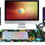 Large Mouse Pad Extended Gaming Mouse Pads Computer Keyboard Mouse Mat Desk Pad for Work,Pretty Blue Pink Garden Flowers - Image 3