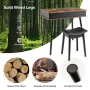 Vanity Table Set w/Flip Top Mirror Lights USB Port Cushioned Stool Writing Desk - Image 3