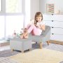 Soft Velvet Upholstered Kids Sofa Chair with Ottoman - Image 5