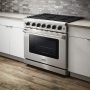 Thor Kitchen - 36 in. Wide 6 Burner 6.0 cu. ft. Freestanding Gas Convection Range with Storage - Stainless Steel - Image 2