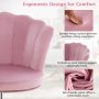 Adjustable Vanity Velvet Chair with Seashell Back and Wheels - Image 6