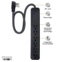 GE Pro 15-Amp Grounded 6-Outlet Surge Protector with 2 ft. Braided Extension Cord, Black - Image 4