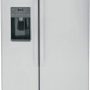 GE - 36 in. Wide 25.3 Cu. Ft. Side-by-Side Refrigerator with External Ice & Water Dispenser - Stainless Steel - Image 1