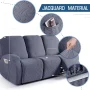 TAOCOCO Recliner Sofa Covers 3 Pieces Reclining Couch Covers for 3-Seater Sofa Furniture Protector w/ Pockets, Dark Gray - Image 5