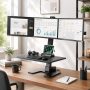 Mount-It! Triple Monitor Electric Standing Desk Converter - 3 Screens Stand Up Desk Riser - Height Adjustable Desktop & 3 Mounts for Screens up to 32", Sit-Stand Convertor for Home, Office, School - Image 2