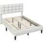 Renwick Full Size Upholstered Platform Bed with Square Tufted Headboard, Beige - Image 2