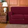Subrtex 3-Piece High Spandex Textured Grid Sofa Slipcover, Separate Cushion Cover(Wine, Loveseat) - Image 5