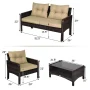 Costway Rattan Outdoor Sofa with Brown Cushions and Steel Frame - Image 2