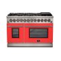 Forno Appliances - 48 in. Wide 8 Burner Capriasca 6.58 Cu. Ft. Freestanding Dual Fuel Electric Range with Convection Ovens - Red Door - Image 1