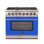 Forno Appliances - 36 in. Wide 6 Burner Capriasca 5.36 Cu. Ft. Freestanding Dual Fuel Electric Range with Convection Oven - Blue - Image 1