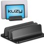 Kuzy Vertical Laptop Stand Holder Adjustable Double Vertical Laptop Holder Desk Stand for MacBook Pro Vertical Stand, MacBook Stand Vertical MacBook Stand, Closed Mac Vertical Stand Rack, Black - Image 5