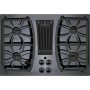 GE Profile - 30 in. Wide 4 Burner Built-In Gas Cooktop with Downdraft Vent - Black - Image 1