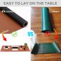 Glowworm Oversized Large Desk Pad Extended 47in*23in Light Brown Waterproof Smooth PU Leather Extra Large Mouse Pad Stitched Edges Non-Slip Base Big Desk Mat Large Pad On Desktop Leather Table Mat - Image 3