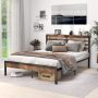 Full Size Twin/Full/Queen Size Bed Frame with Charging Station and Storage Headboard - Image 5