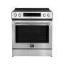 Forno Appliances - 30 in. Wide 4 Elements Donatello 5.0 cu.ft. Slide-In Electric Induction True Convection Range with Antique Brass Accents - Stainless Steel - Image 1
