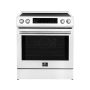 Forno Appliances - 30 in. Wide 4 Elements Donatello 5.0 cu.ft. Slide-In Electric Induction True Convection Range with Antique Brass Accents - White - Image 1