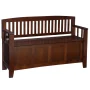 Linon Cynthia Wood Storage Bench FlipTop Slat Back & Side in Walnut Brown Finish - Image 1