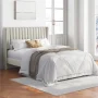 Yaheetech Upholstered Platform Full Bed with Headboard, Ivory - Image 5