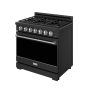 36 in. Wide 6 Burner Gordon Ramsay Series by Thor Kitchen 6.0 Cu.Ft Freestanding Gas Range with Stainless Steel Hardware - Black - Image 2