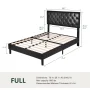 Amolife Base de Cama Tipo Plataforma Tapizada en Cuero Sintético Tamaño Full con Cabecera Ajustable, Estilo Capitoné con Botones en Forma de Diamante, Negro - Image 6