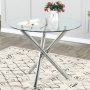 Glass Dining Table, Glass Round Dining Table Kitchen Table with Clear Tempered Glass Top, Modern Dining Table End Table Leisure Tea Coffee Table (Table) - Image 1