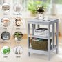 Gray 3-Tier Nightstand Set of 2 with Reinforced Bars and Stable Structure - Image 4