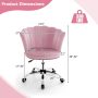 Adjustable Vanity Velvet Chair with Seashell Back and Wheels - Image 4