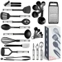 JoyTable Stainless Steel Cooking Utensil Set, Non-Stick Cookware Set, 24pc Heat Resistant Nylon Kitchen Accessories, Black - Image 5
