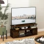 Furinno JAYA Large Entertainment Center Hold up to 55-IN TV, Amber Pine/Black - Image 6